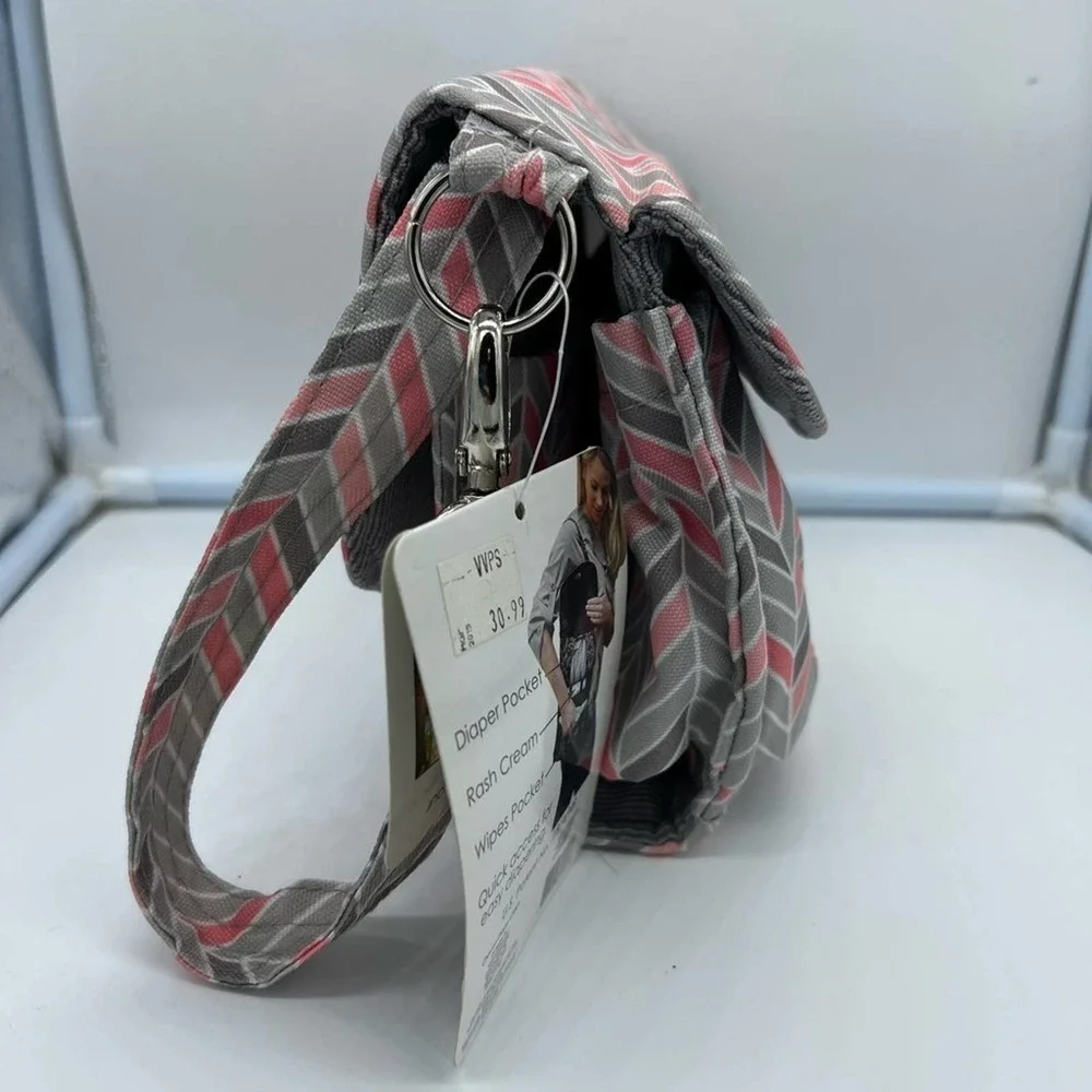 NEW Lillybet by Demdaco Diaper Clutch chevron pink&gray multiple way to …